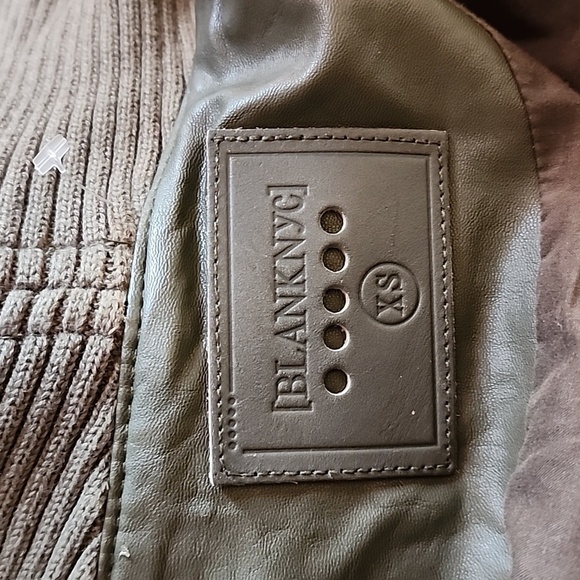 Blank NYC Faux Leather Cotton Mix Open Jacket Green X Small - Picture 4 of 5